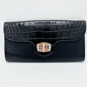 Charming Charlie RSVP Black Convertible Clutch Bag‎ w/Statement Crystal Clasp